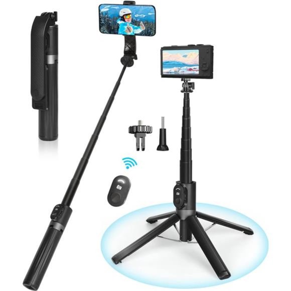 Selfie Stick Tripod Quadripod with Remote, 55